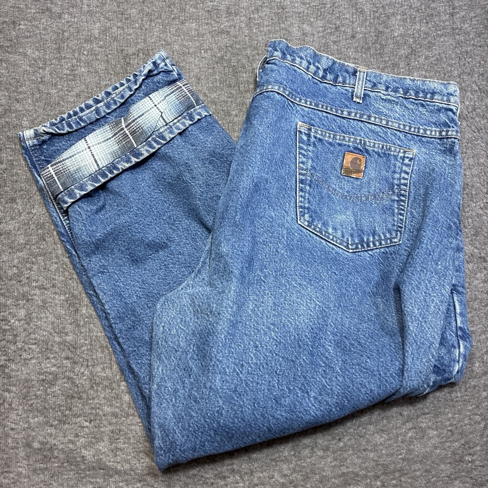 Vintage Carhartt‎ Flannel Lined Denim Jeans B21 DST 48x30 Men Heavy Workwear 80s